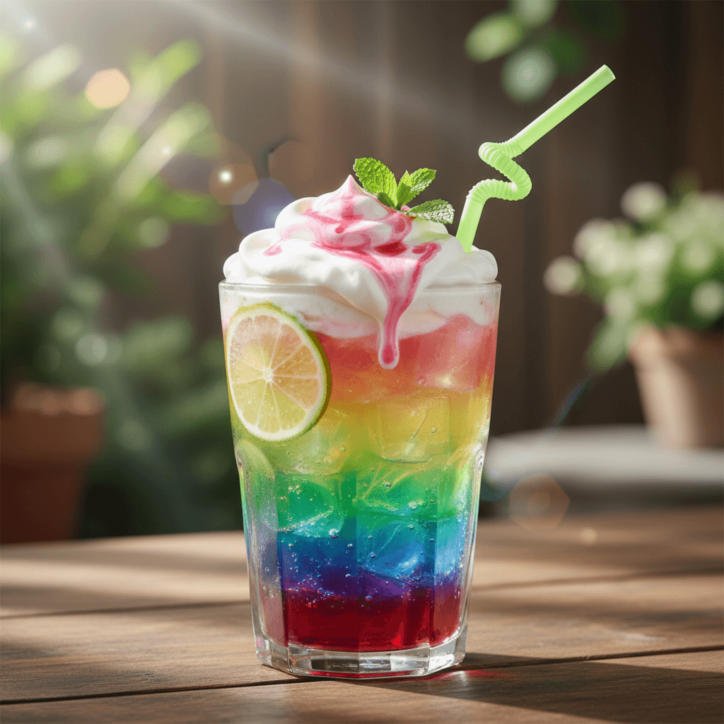 Dirty soda with cream swirl and fruit garnish