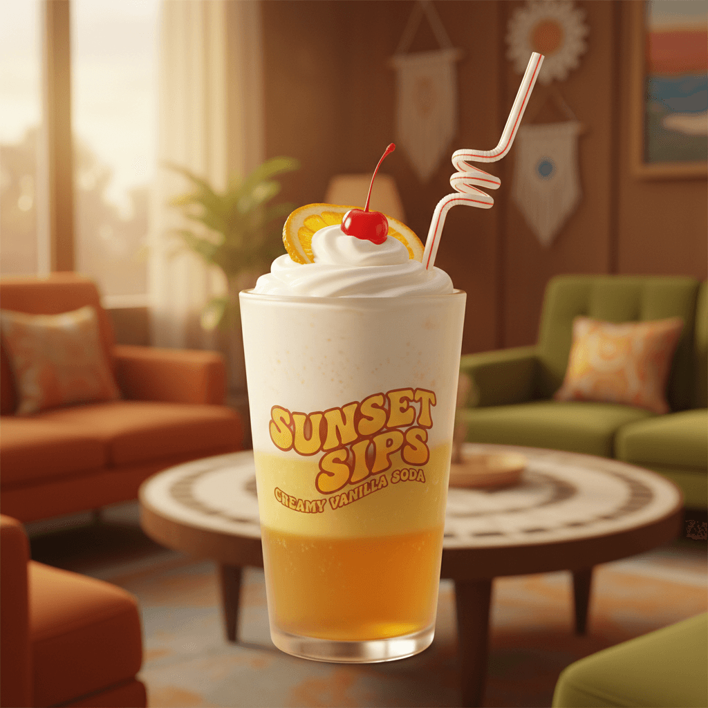 Layered vanilla soda with retro presentation