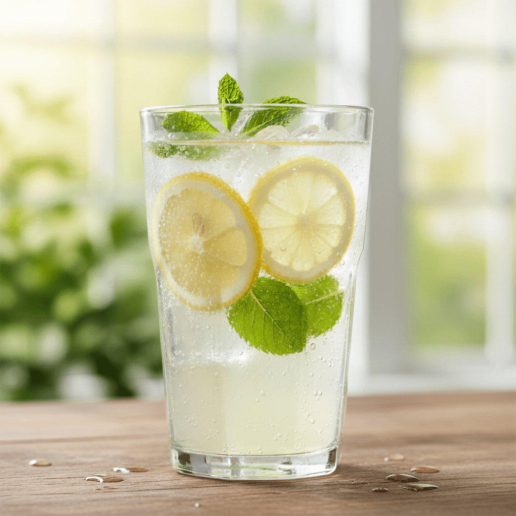 Citrus soda with fresh lemon and mint