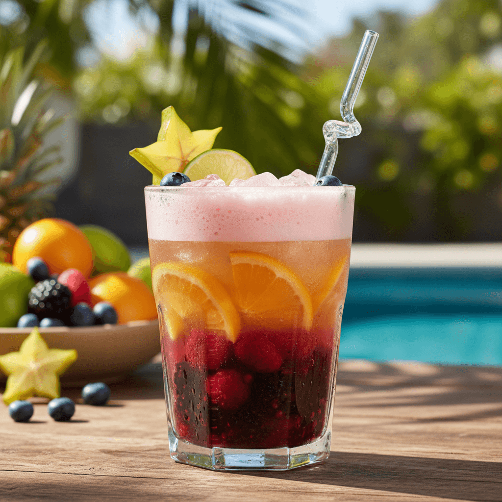 Colorful fruit juice blend with layered colors