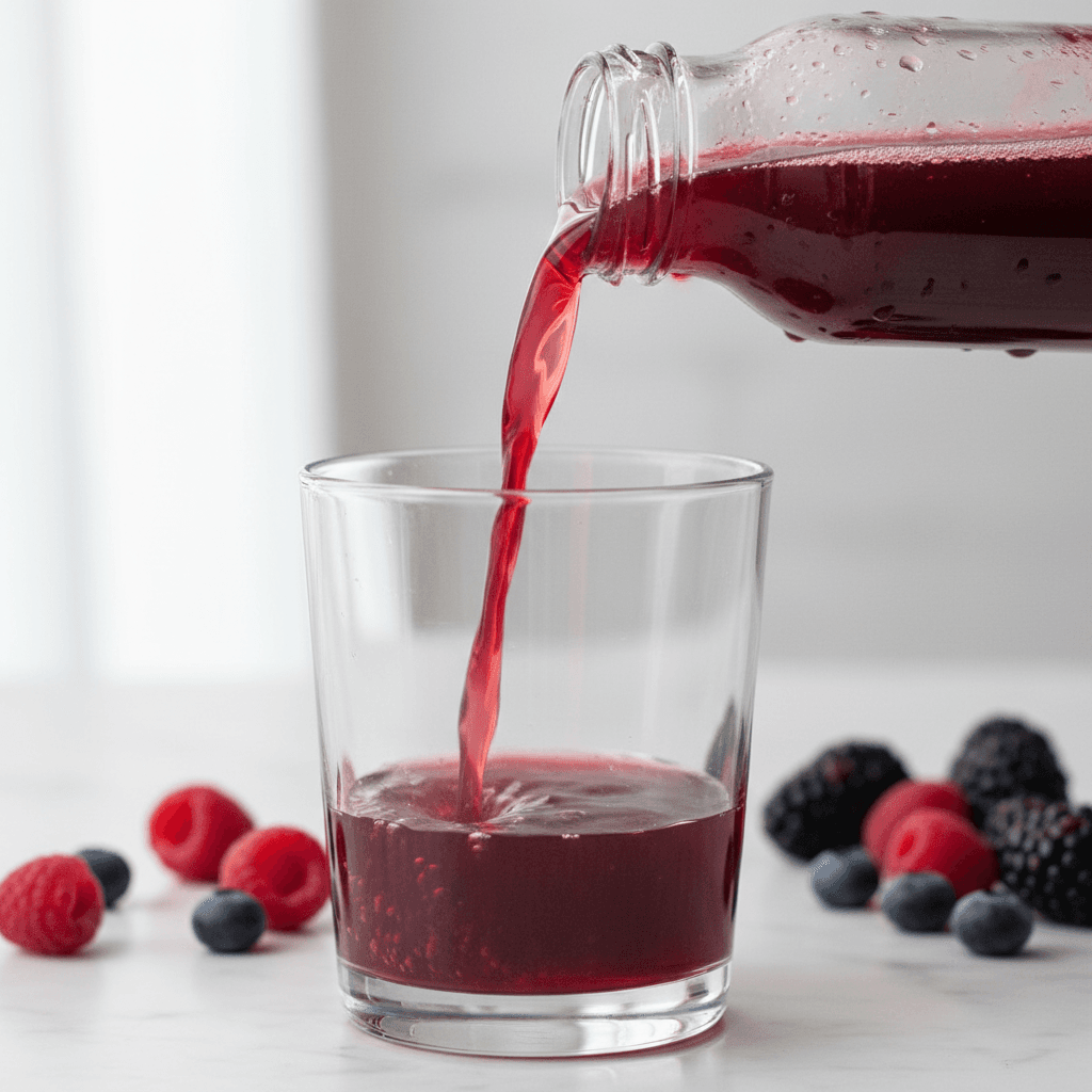 Berry fruit juice mixed drink with fresh mint garnish