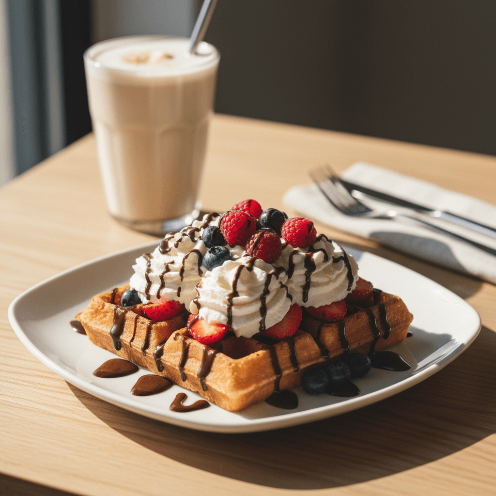 Chocolate berry specialty drink with premium toppings